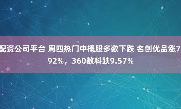 配资公司平台 周四热门中概股多数下跌 名创优品涨7.92%，360数科跌9.57%